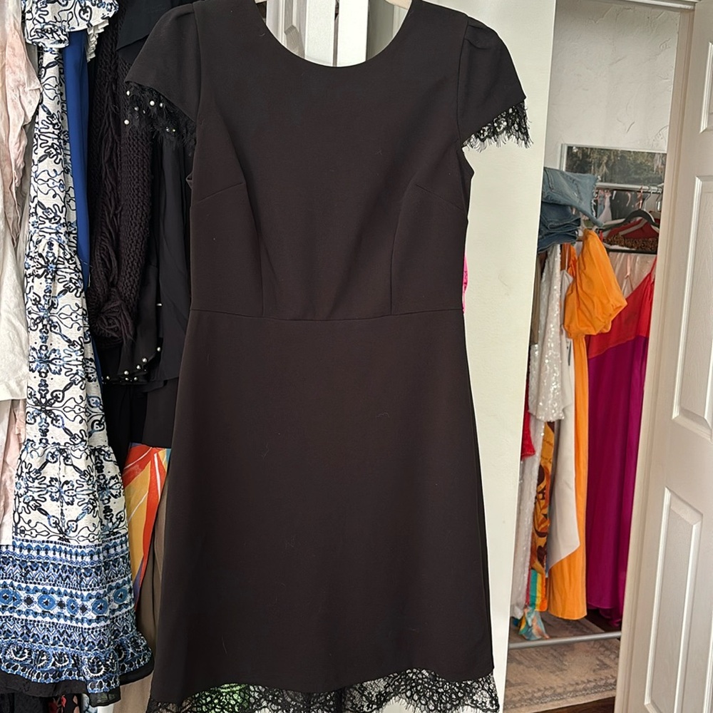 Little Black Dress with Pearl and Lace Detail